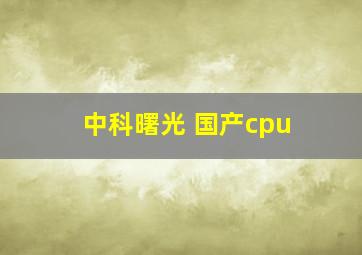 中科曙光 国产cpu